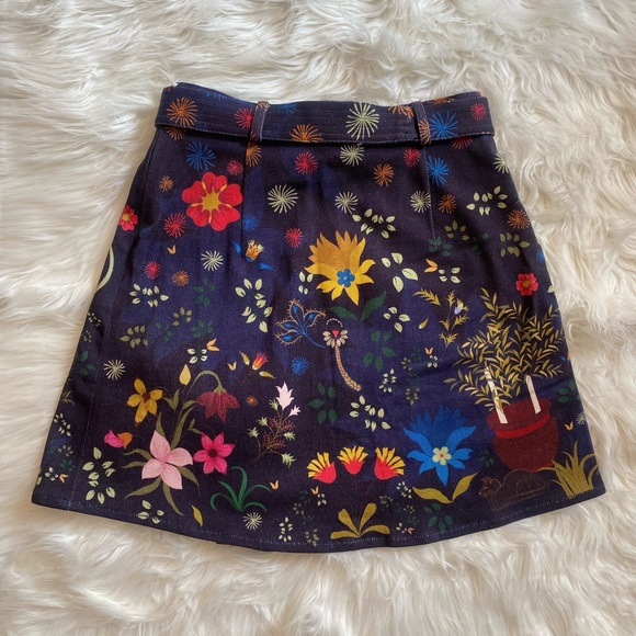 The Kit Navy Blue Whimsy Woodsie Cottagecore High Waisted Tie Cargo Skirt Size S - Picture 5 of 13